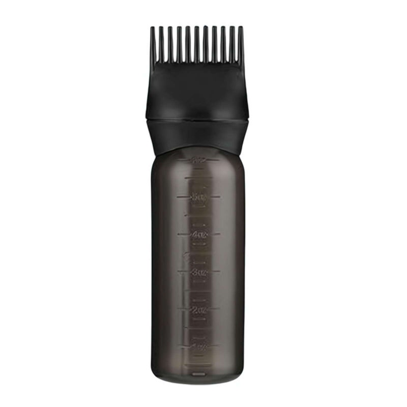 Hair Oil Applicator Bottle, Root Comb Applicator Bottle With Graduated Scale, Hair Oil Applicator For Scalp, Hair dye brushRoot Comb Squeeze Applicator Bottles, for Hair Coloring Dyeing (Black) - Image 1